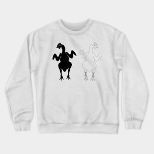 silhouette and line art illustration of a chicken Crewneck Sweatshirt